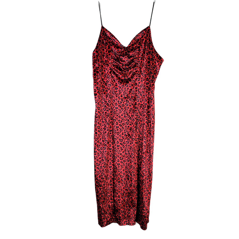 Rebdolls red leopard gathered velvet dress 5 for $25